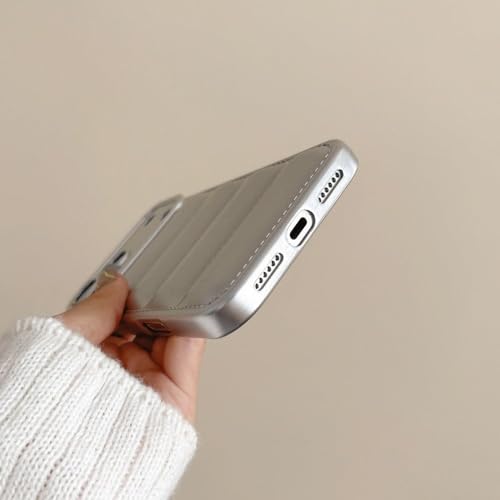 Coque iPhone 15 rose doudoune de luxe en silicone antichoc douce - 5