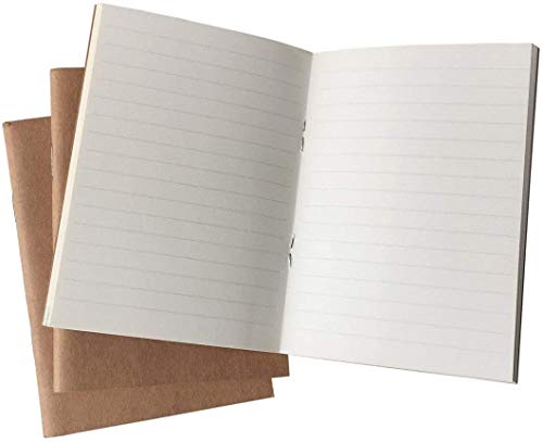 (Set of 3) Travelers Notebook Inserts Lined Paper 4.9 x 3.5 Inch 100gsm Thick Ruled Refill, Total 192 Pages, Passport Size
