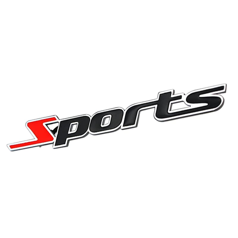 Image of 1 PCS New 3D Zinc Alloy Chrome Sports Premium car Body Emblem Front Grille Sticker Decal Replacement Nameplate Letters Badge (Red Black)