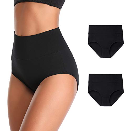 Image of Women's High Waist Cotton Underwear Soft Brief Panties Decorated with Lace Regular and Plus Size