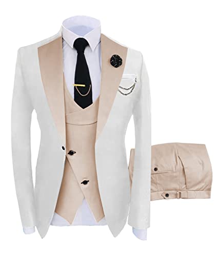 Men's 3 Pieces Suit Slim Fit Tuxedo Suit Formal Business Best Man Wedding Suit Jacket Pants Set2