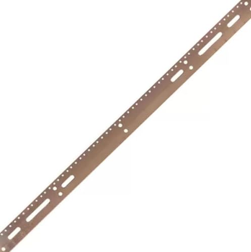 Lowell GBB-72 Copper Grounding Bus Bar; 72 Inches Long, 2 Inches Wide; 0.125-Inch Solid Copper; 10-32 Tapped Holes on E.I.A. Spacing along 1 Side; Lacing Slots and Tie-Down Points