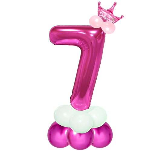 Image of Pink 32 Inches Numbers 7 Shape Large Big Foil Helium Balloons For Party Decorations In Happy Birthday Anniversary Office Items Materials Set Pack, Pack Of 1