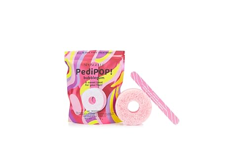Spongellé Bubblegum PediPOP! Pedi Buffer & Nail File | All-in-One Pedicure Treatment | Exfoliates, Softens & Cleanses | 30+ Washes | Vegan & Cruelty-Free