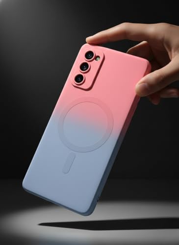 Image of amazon basics Gradient Mag-Safe Case for Samsung Galaxy S20FE 5G | Soft Silicone Shockproof Cover with Camera Protection | Slim Lightweight Design | Smooth Touch & Durable - Pink & Blue