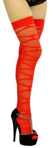 Image of ToBeInStyle Women's Sheer Banded Thigh High Socking w /Opaque Band