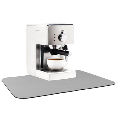 QWORK® tappetino per macchina da caffè 30x40cm, tappetino scolapiatti, tappetino antiscivolo per piano di lavoro del bar del caffè, grigio