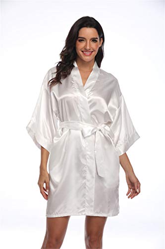 Image of Women's Pure Short Silky Robes Bridesmaid Bride Party Satin Robes Sleepwear