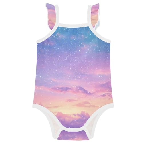 Fuauuyl Body de verano sin mangas para recién nacido, diseño de cielo rosa con estrellas (1), a, 18M