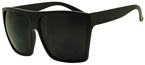 SunglassUP - Extra Large Big Black XL Squared Flat-Top Trapezoid Shape Oversized Sunglasses