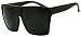 Sunglass Stop - Large Over Sized Squared Flat Top Super Dark Black Retro Sunglasses