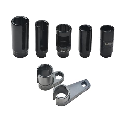 7Pcs Oxygen Sensor Socket Set, 22mm 27mm 29mm O2 Sensor Sockets, Lambda Sensor Socket Set 3/8"D, 1/2"D - Image 3