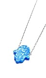 Tiny Blue Opal Hamsa Hand Charm Necklace with 40 cm- 45 cm (15.7'' - 17.7 inches) Adjustable...