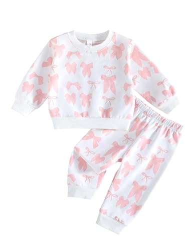Image of Jecson Baby Girl Clothes Toddler Outfits Quilted Heart Sweatshirt & Jogger Pants Fall Winter Sweatsuit 2Pcs Sets 3M-4T