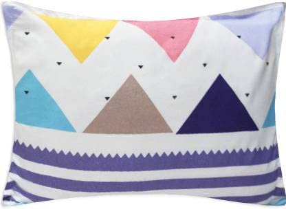Image of Elastic Fitted Glace Cotton Single Bedsheet with One Pillow Covers(for 4-6 Inches Mattress) (Zig -Zak