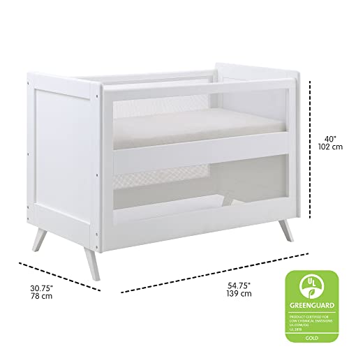 BreathableBaby Breathable Mesh 3-in-1 Convertible Crib (Toddler Bed Kit Sold Separately) — White — Two Adjustable Mattress Heights — Greenguard Gold Certified - Thumbnail 3