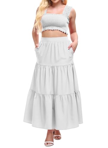 Image of Women's 2 Piece Beach Skirts Sexy Party Dress Crop Top and Long Skirt Sets
