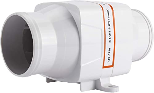 Xeternity-Made Dc12V In-Line Marine Blower 130 Cfm Intake:3"(76Mm) Marine Bilge Air Blower White #TOP15