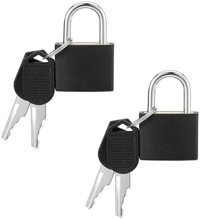 WVD 2 Pcs Luggage Lock, Mini Black Locker Lock, Padlock with Key, Travel Security Luggage Locks for Backpacking Essentials, Locks with Keys for Small Suitcase Backpacks Computer Bags Toolbox