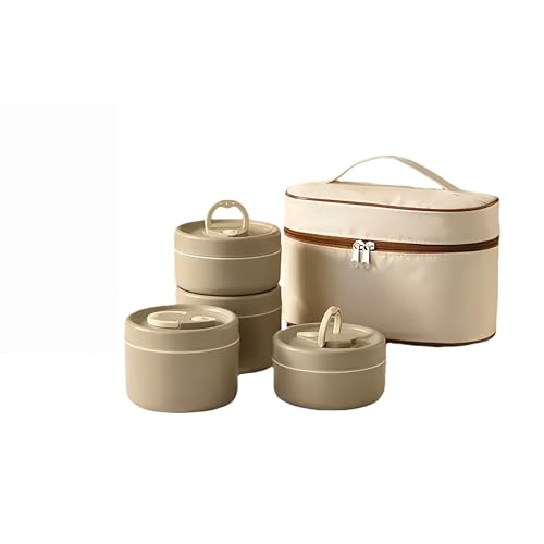 保温弁当箱 サーモス スープジャー 真空断熱スープランチセット ランチジャー 大容量 多段式 茶碗 断熱弁当箱セット 食器付き 収納バッグ付き 304 ステンレス 密封漏れ防止 保冷対応 長時間保温 通勤 運動会 通学 キャンプ 家庭用 通年使用 (棕色,