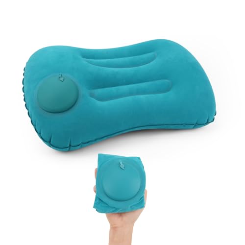 Supcomsta Inflatable Camping Pillow, Ultralight Small Travel Pillow for Camping, Hiking Beach, Compact Inflatable Pillow for Sleeping Back Support (1, KBlue, Standard)