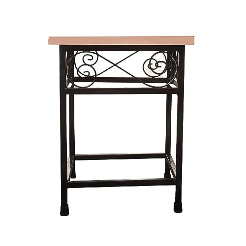 Banco Banquinho Banqueta Mesa de cabeceira De Ferro E Madeira Rústico Premium 45 cm de Altura (S03)