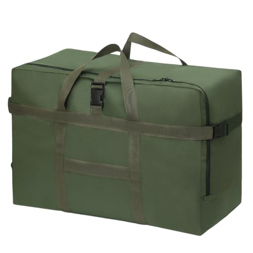 Bolsa de Viaje Grande, Plegable Bolsa Viaje Impermeable Ligera Bolsas de Viaje, Maletas de Fin de Semanacon, para Hombre y Mujer Avión Viajes Camping Mudanzas Colegio, 70 * 35 * 48cm, Verde