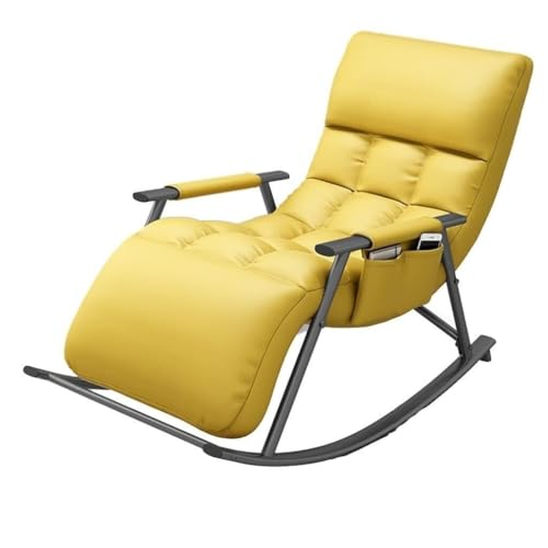 Genérico Mecedoras de Patio, Silla de Ocio, Mecedora Moderna de Tela tecnológica, sillón reclinable con Asiento Acolchado para el hogar, Sala de Estar, Dormitorio y salón (Amarillo)