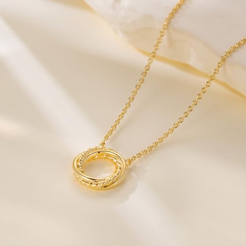 14K Gold Necklaces for Women Gold Pendant Necklaces for Women Knot Necklace Round Braided Pendant Blend of Style and Sophistication Dainty Circle Pendants for Womens Trendy3