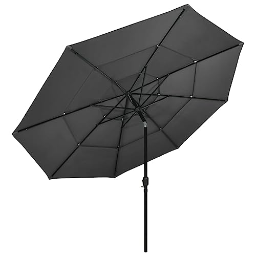 Lumanois Sombrilla jardín 3 Niveles con Palo de Aluminio Antracita 3,5 m,Artículos de Exterior,Sombrillas,7.3kg-313878