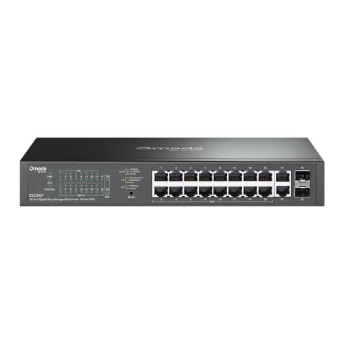 Image of TP-Link Omada 16 Port Gigabit Easy Managed PoE Switch, 150W Budget, PoE+ Compliant, Up to 250m Distance, Auto Recovery, VLAN, Loop Prevention, Fanless (ES220GP)