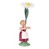 Figur „Blumenkind mit weißer Margerite“, aus deutschen Hölzern gefertigt, 11 cm hoch