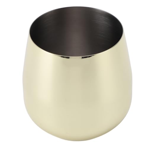 Image of TIKATARER Stemless Stainless Steel Wine Glass, Unbreakable 550ml Metal Wine Tumbler, Bar Egg Shaped Design Tumbler, Ideal for Outdoor Camping, Travel & Parties (Gold Plating)