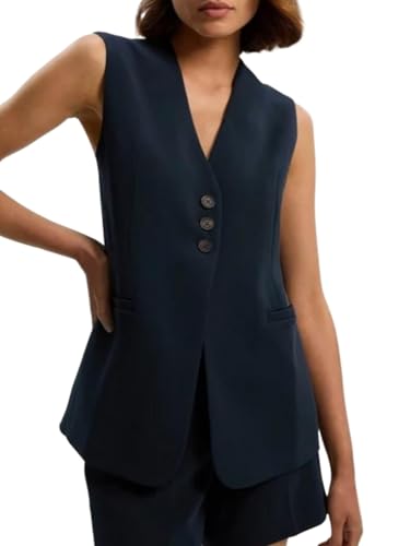 Womens Sleeveless Vest Blazer Button Down V Neck Tank Top Summer Casual Work Waistcoat Cardigan