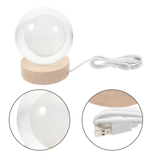 Lámpara de mesa bola de cristal luna 3D 8cm con base USB miniatura 7