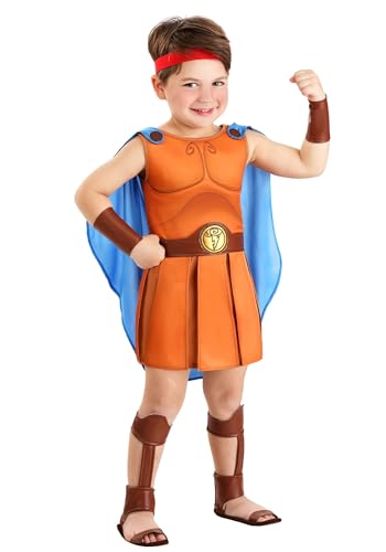 Deluxe Disney Hercules Toddler Costume - Greek Hero Halloween Outfit with Tunic, Cape, Belt & Accessories 18MO