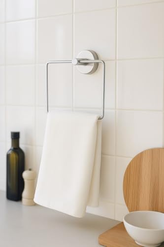 Modern Krom Kare Havluluk, Parlak Krom Kaplama, Dayanıklı Metal, Yapışkanlı ve Vidalı 130-K, Krom