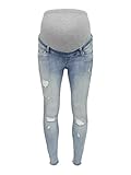 ONLY MATERNITY Damen Olmblush Mid Sk Raw Ankle DNM, Light Blue Denim, XL / 32L