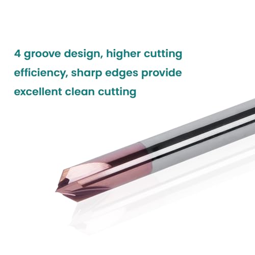 Image of NZ 4 Flute 1 /4 inch Chamfer End Mill with TiSiN Coating, 5pcs | Milling Cutter HRC55 for Machining Stainless Steel, Titanium Alloy, Alloy Steel, Cast Iron