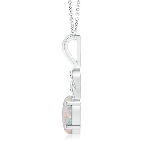 Angara Natural Opal Solitaire Pendant Necklace For Women, Girls In 14K White Gold (Grade-Aa | 7X5Mm) October Birthstone Jewelry Gift For Her | Birthday | Wedding | Anniversary #TOP1