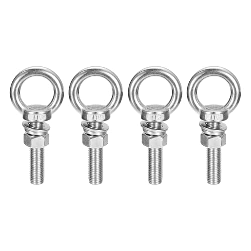 Image of uxcell Lifting Eye Bolt, 4 Sets M16 x 70mm Eye Bolt with Nut Washer 304 Stainless Steel Shoulder Lifting Ring Eye Bolt for Hanging Item