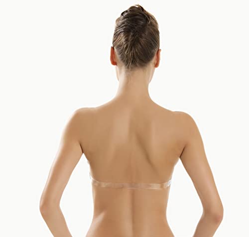 Littlemissy Push Up Bra For Women. Adhesive Plus Clear Strap Bra Invisible Wireless Bra For Push Up With Detachable Strap &Silicone Nipple Cover C #TOP3