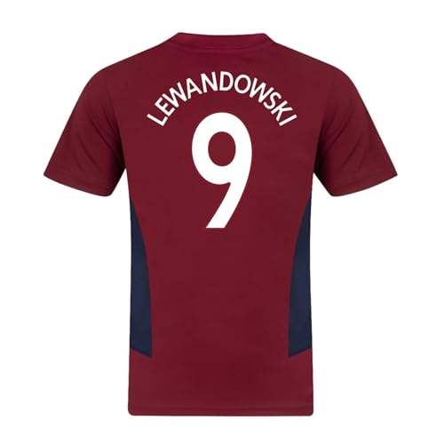 FC Barcelona Boys Lewandowski 9 Poly T-Shirt Red 10-11 Years