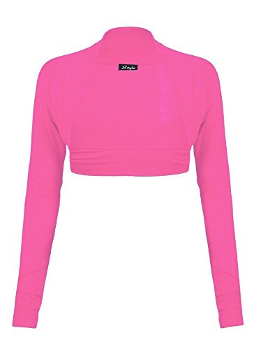 Bolero cardigan de manga larga para mujer, torera rosa fucsia en talla Small