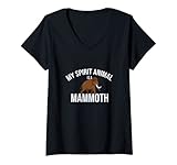 Wolle, Tiergrafik Damen Mammoth Spirit Mammuttier Wolltier T-Shirt mit V-Ausschnitt