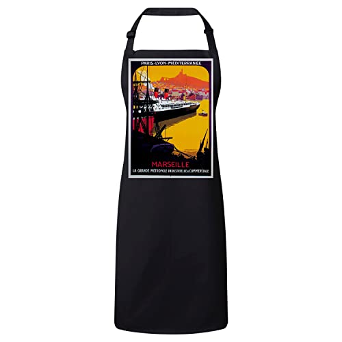 Tablier de cuisine noir Marseille pour préparer vos recettes en style vintage