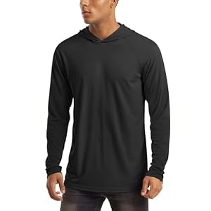 MAGCOMSEN Men’s Hooded UPF 50+ Sun Protection T Shirts Long Sleeve Athletic Fishing Shirts Rash Guards