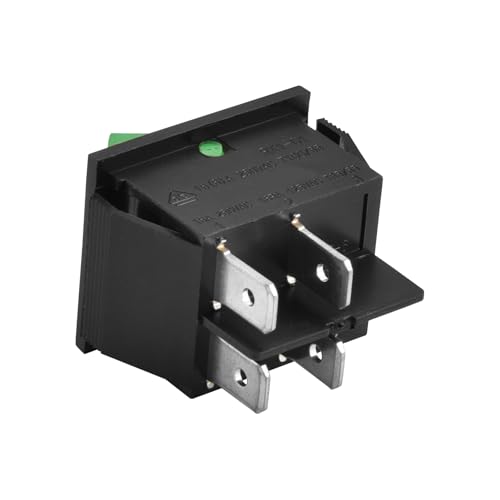 Heschen Przełącznik kołyskowy ON-OFF DPST 4 zaciski zielone światło 16 A 250 V AC z wodoodporną osłoną