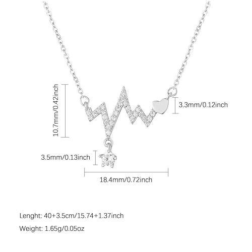 Heartbeat Lifeline Pulse Necklaces for Women 925 Sterling Silver EKG Cute Life Line Heart Charm Pendant Necklace Friendship Love Necklace Jewelry Birthday Gifts for Daughter Friends4