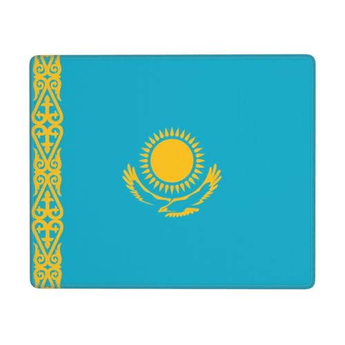Tapis de souris antidérapant 17,8 x 22,9 cm horizontal avec drapeau du Kazakhstan pour ordinateur portable et console de bureau